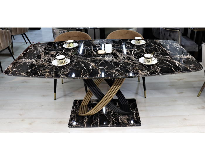 Стол обеденный Сфера F-1457 (F1200), 180х100х76 см, черный мрамор