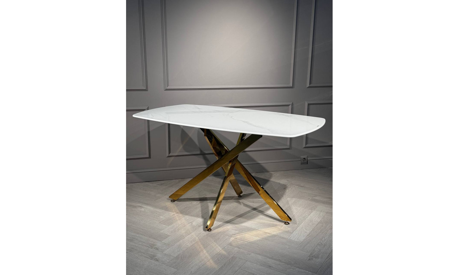 Стол обеденный Элис Рэк BS1803-140WT,140х80х76 см, белый/золото