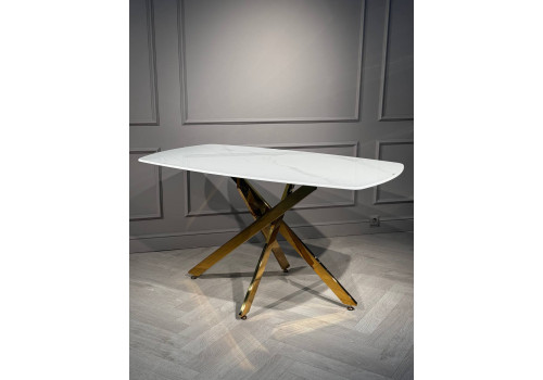 Стол обеденный Элис Рэк BS1803-140WT,140х80х76 см, белый/золото