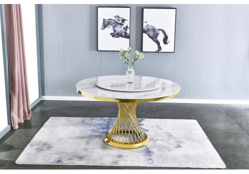 Стол обеденный Мелоди DT-018, 130х130х75 см, белый мрамор