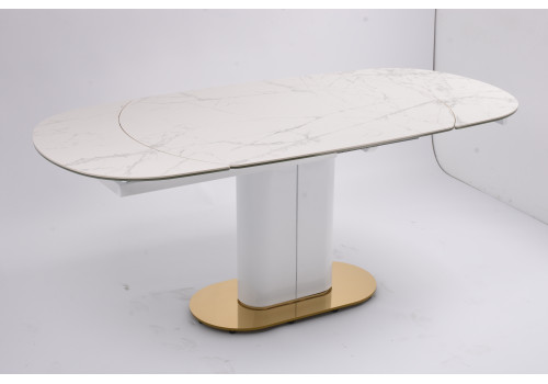 Стол обеденный раскладной Атриум-2 MC3035-120W, 120(30+30)х90х77 см, белая керамика