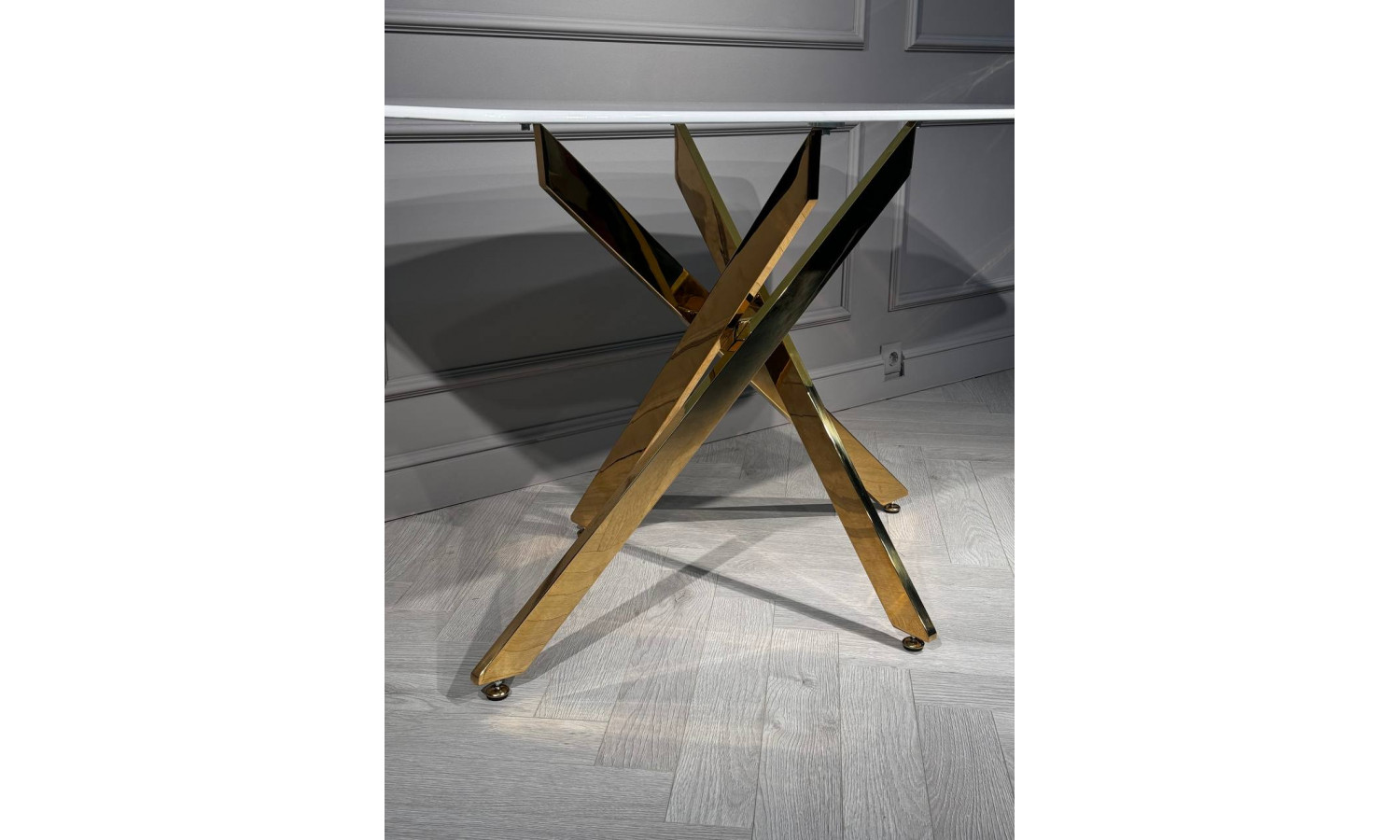 Стол обеденный Элис Рэк BS1803-140WT,140х80х76 см, белый/золото
