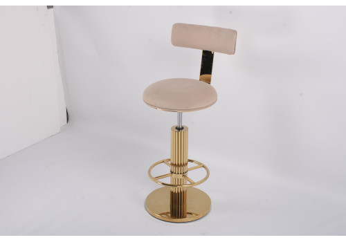 Стул барный Вивиан MC111-GR-2, светло-серый/глянцевое золото