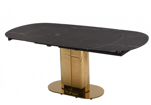 Стол обеденный раскладной Атриум-2 MC3035-120B, 120(30+30)х90х77 см, черная керамика