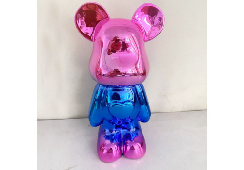 Статуэтка Lucky Bear (Bearbrick) IST-013, 28 см, розово-голубой глянцевый