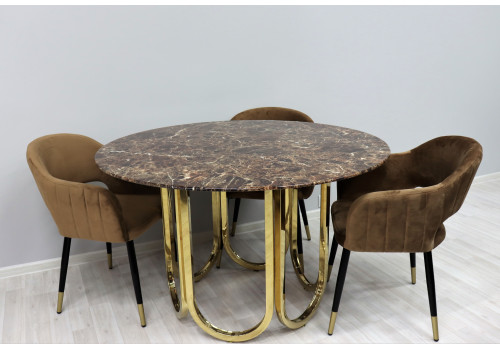 Стол обеденный Лори F-1386-1.1, 122х122х76 см, коричневый мрамор