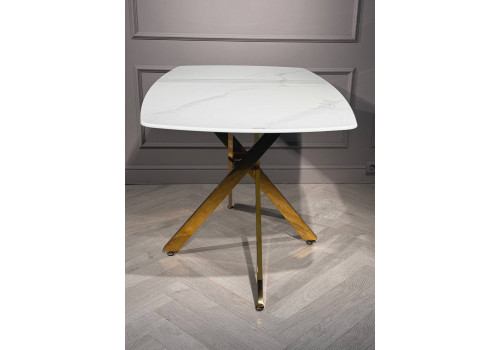 Стол обеденный Элис Рэк BS1803-140WT,140х80х76 см, белый/золото