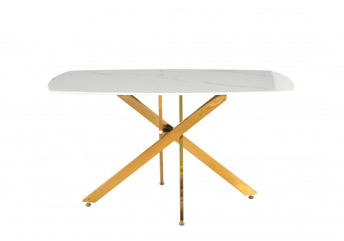 Стол обеденный Элис Рэк BS1803-140WT,140х80х76 см, белый/золото