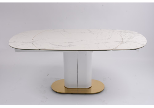 Стол обеденный раскладной Атриум-2 MC3035-120W, 120(30+30)х90х77 см, белая керамика