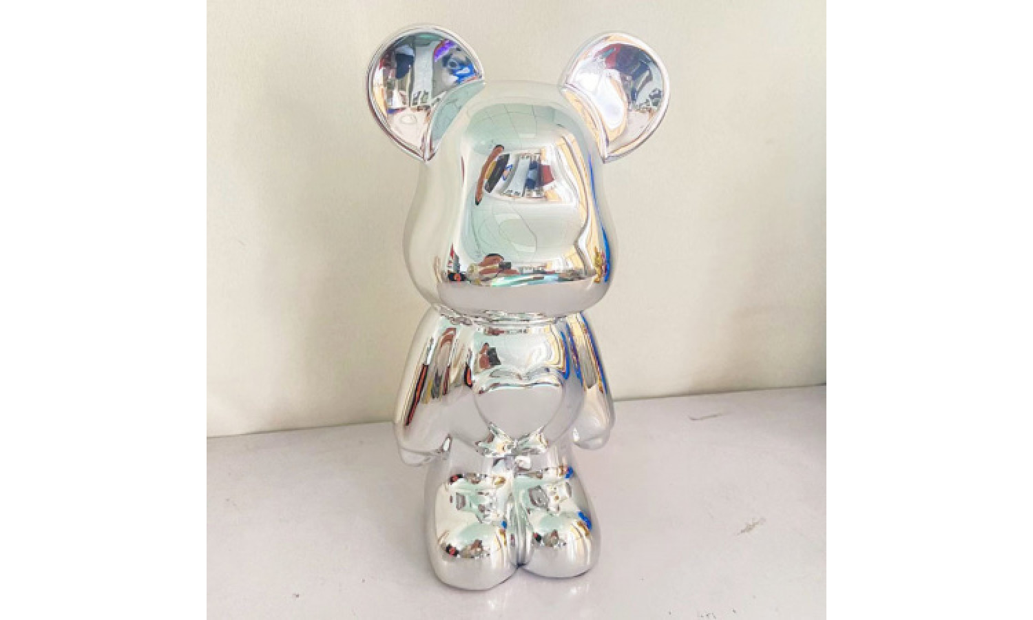 Статуэтка Lucky Bear (Bearbrick) IST-016, 28 см, серебряный глянцевый