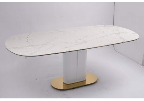 Стол обеденный раскладной Атриум-2 MC3035-140W, 140(30+30)х100х77 см, белая керамика