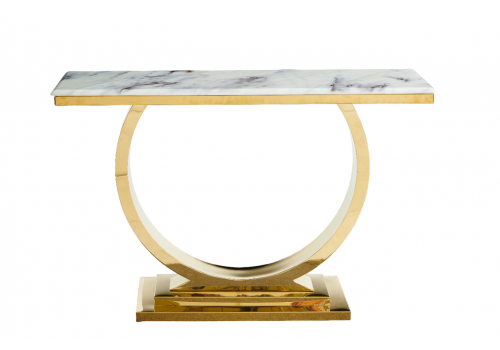 Стол-консоль Лира IST-806,120х40х76 см, небесный белый/золотой