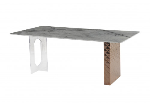 Стол обеденный Ардео F-1560, 200x100x76 см, белый мрамор