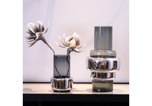 Ваза стеклянная IST-027, 24х47 см, серебро