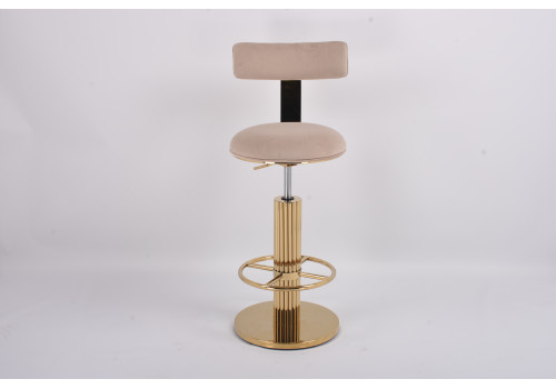 Стул барный Вивиан MC111-GR-2, светло-серый/глянцевое золото