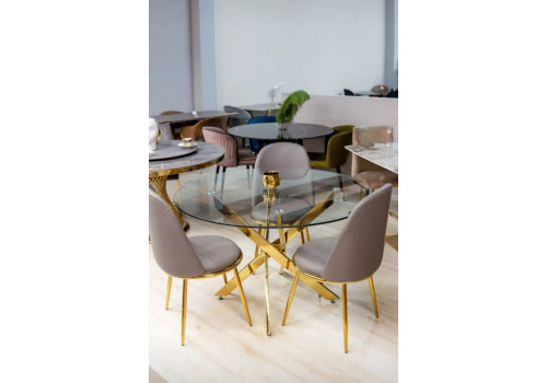 Стол обеденный Элис Силвер DT-2850, 120х120х75 см, белый мрамор