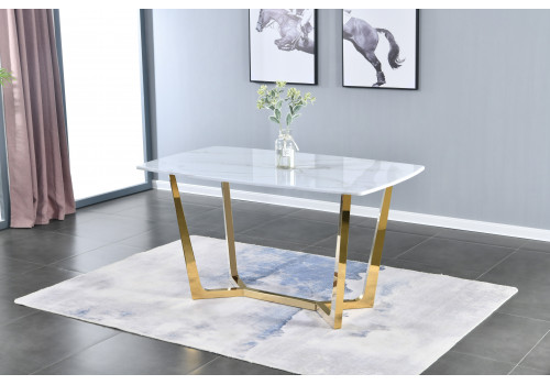 Стол обеденный Ланс DT-2852, 140х80х75 см, белый мрамор