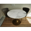 Стол обеденный круглый Аура F-1400-1, 100х100х75 см, белый мрамор