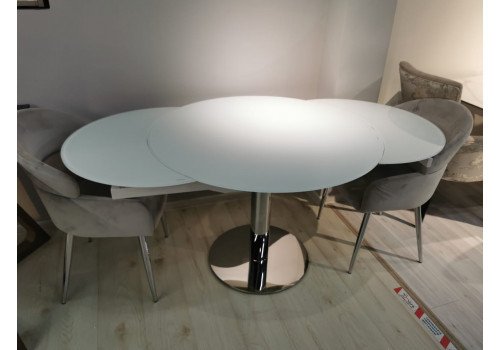 Стол обеденный раскладной Флорис MC6225DT-W,102(166)х102х77 см, белое стекло