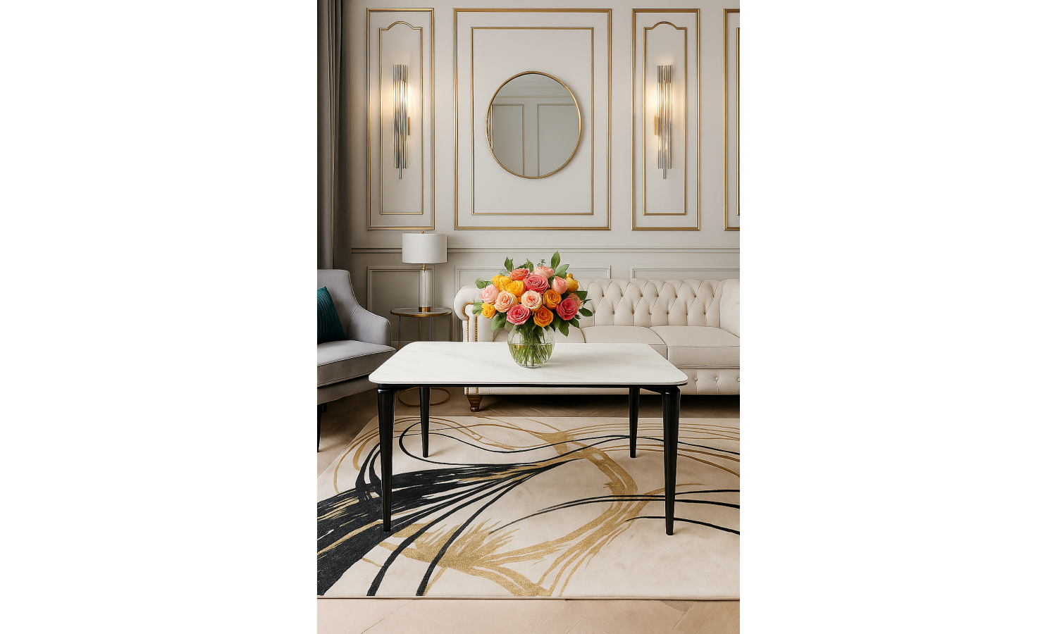 Стол обеденный Блум ART2922-160W, 160х90х75 см, белая керамика/черный