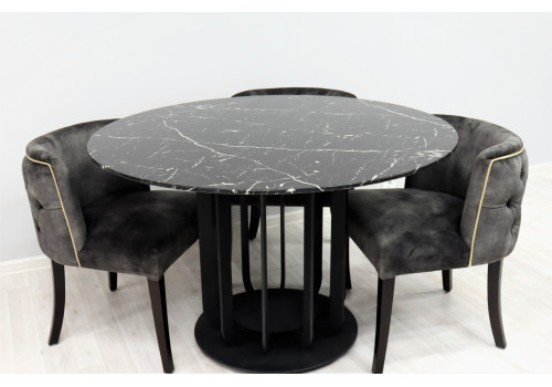 Стол обеденный Сохо F-1455, 120х120х75 см, черный мрамор