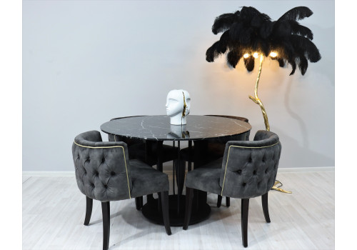 Стол обеденный Сохо F-1455, 120х120х75 см, черный мрамор