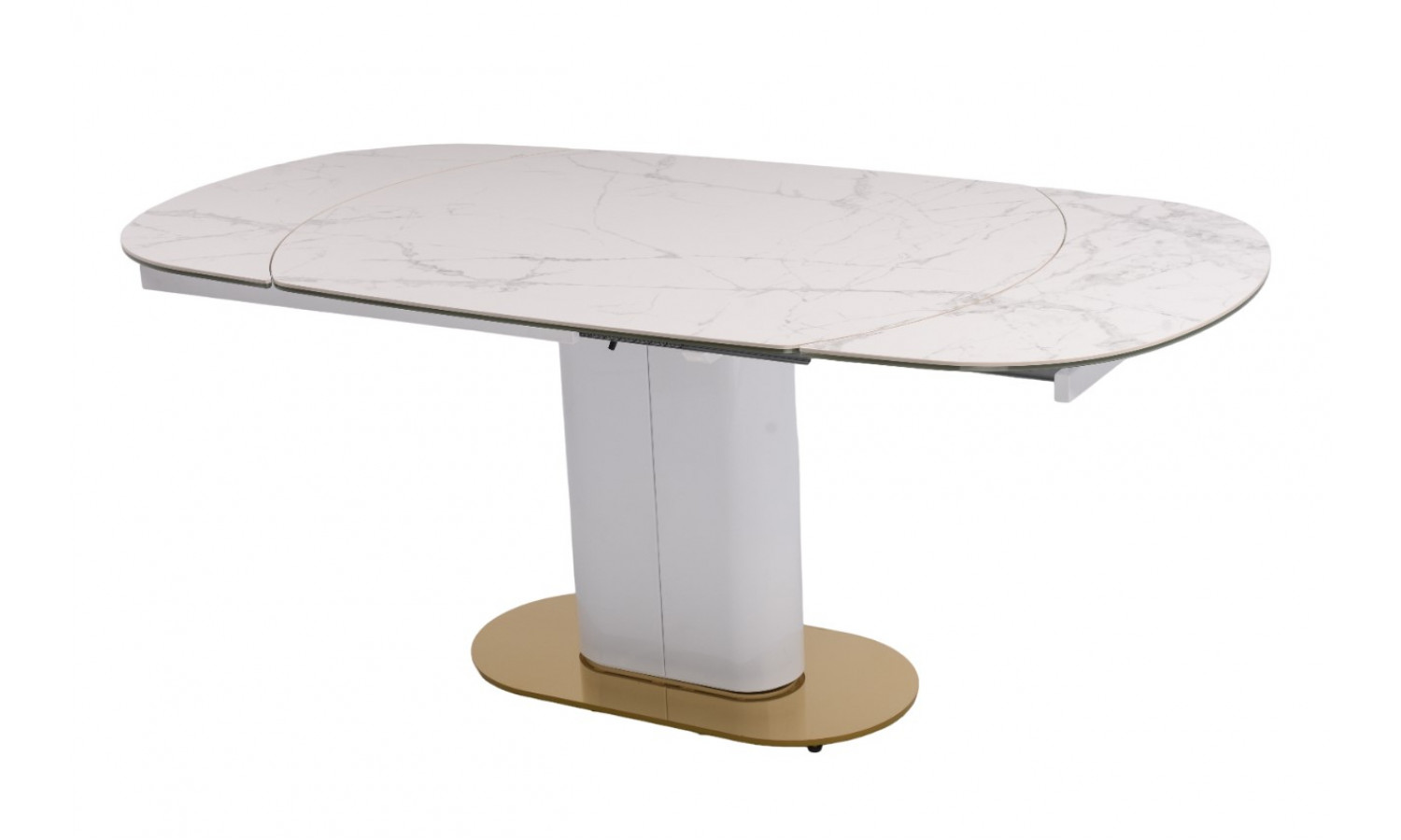 Стол обеденный раскладной Атриум-2 MC3035-140W, 140(30+30)х100х77 см, белая керамика – IST CASA
