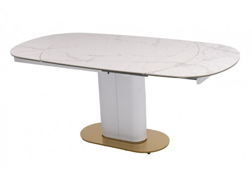 Стол обеденный раскладной Атриум-2 MC3035-140W, 140(30+30)х100х77 см, белая керамика
