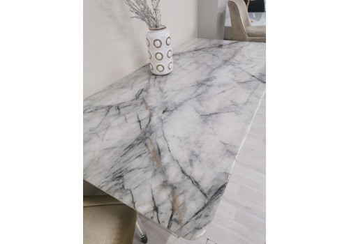 Стол обеденный Ардео F-1560, 200x100x76 см, белый мрамор