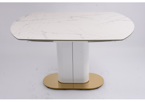 Стол обеденный раскладной Атриум-2 MC3035-140W, 140(30+30)х100х77 см, белая керамика