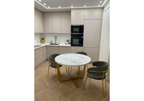 Стол обеденный Амали F-1374, 110х110х75 см, белый мрамор