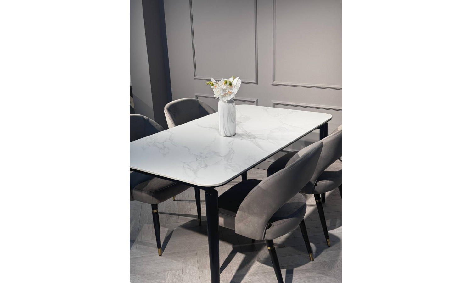 Стол обеденный Блум ART2922-160W, 160х90х75 см, белая керамика/черный