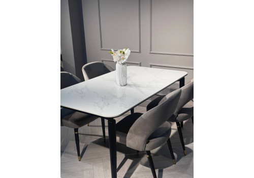 Стол обеденный Блум ART2922-160W, 160х90х75 см, белая керамика/черный