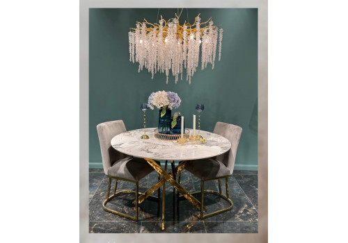 Стол обеденный Элис DT-2850, 120х120х75 см, белый мрамор