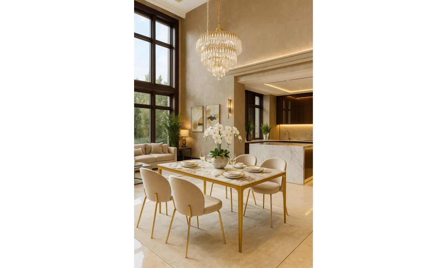 Стол обеденный Камео DT-3001B, 140х80х75 см, белый мрамор (Пандора) – IST CASA
