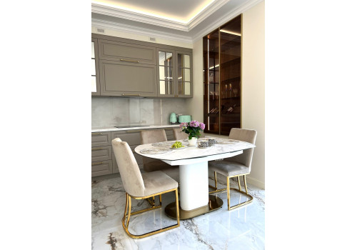 Стол обеденный раскладной Атриум MC22122DT, 140(200)х100х77 см, белый мрамор