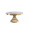 Стол обеденный Мелоди DT-018L, 140х140х75 см, белый мрамор/золото