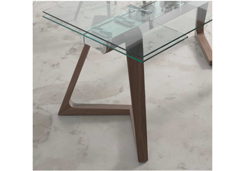 Стол обеденный раскладной Бостон MC-1772DT, 160(240)х90х76 см, прозрачное стекло