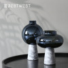 Ваза керамическая IST-052, 18х26 см, мрамор/синий
